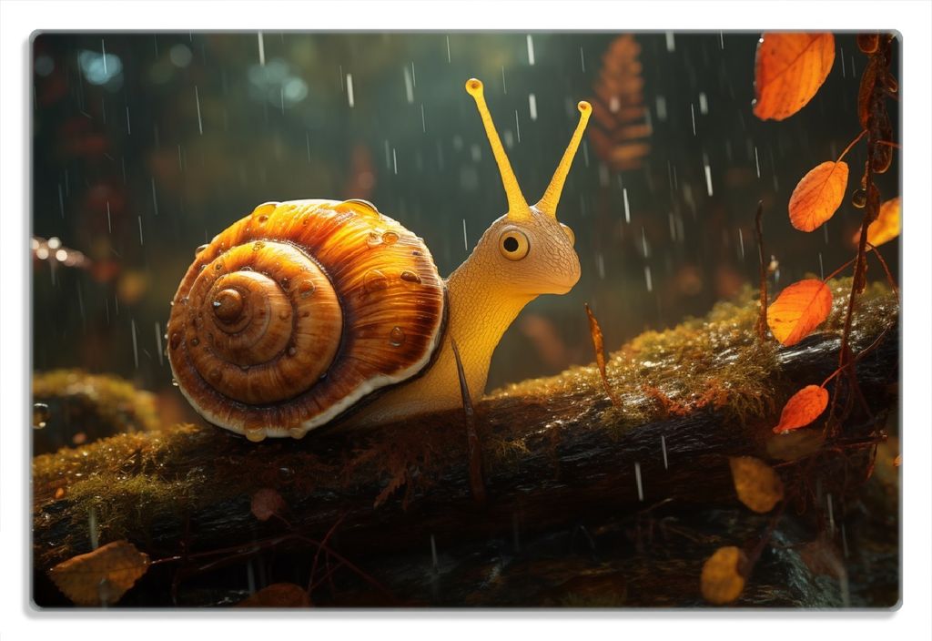 Wallario Frühstücksbrettchen aus Glas 20 x 30 cm mit rutschfesten Füßen, Motiv Snail on Tree
