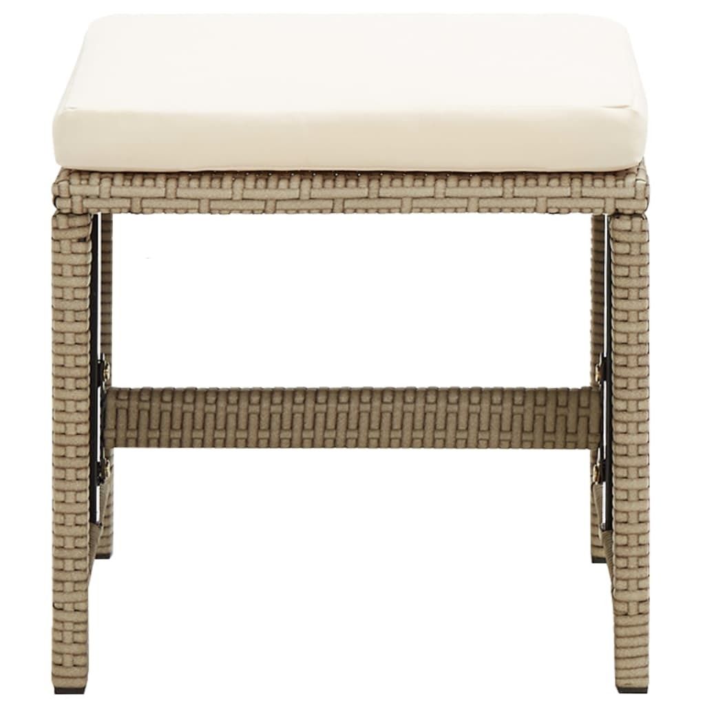"Winterschlussverkauf "Outdoor-Stuhl/Picknickstuhl - Gartenhocker 4er Set - Gartensessel - mit Sitzkissen Poly Rattan Beige - 40,5x40,5x35 cm NeuM...