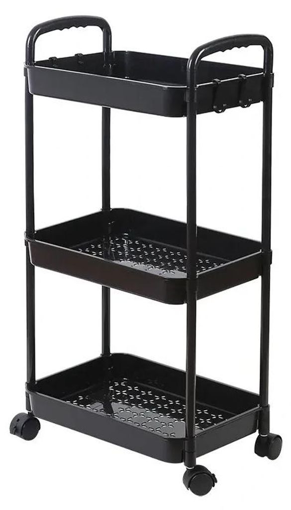 Verk 27259 Etagère sur roulettes, 3 étagères noir Image du produit 