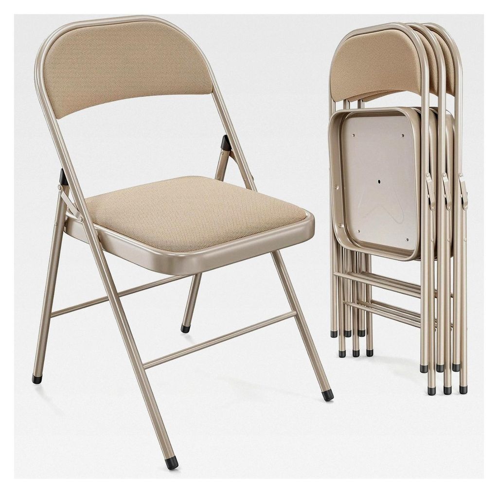 Klappstuhl 4er Set, Hochbelastbare Gepolsterte Klappstühle, 204KG Tragkraft, Metall-Klappstuhl für Innen- und Außenbereich, Veranstaltungen, Bü...