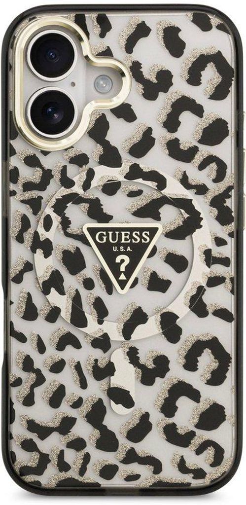 Guess Back Cover Case - iPhone 17 - Black - MagSafe - Leopard Glitter Edition