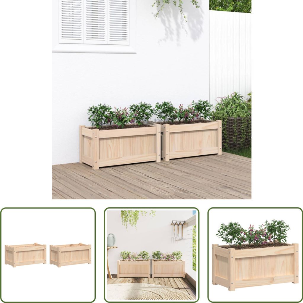 The Living Store Pflanzkübel 2 Stk. Massivholz Kiefer