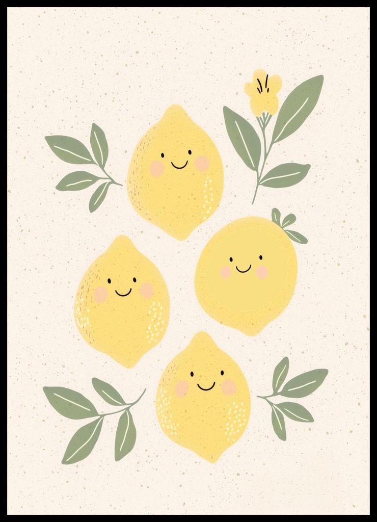 Poster 50x70cm Muster für Kinder, Mädchen und Jungen - Zitronen