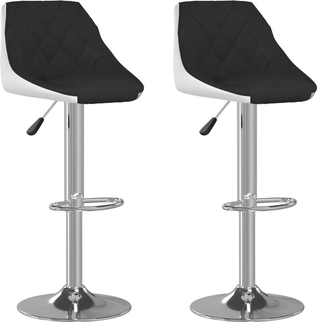 vidaXL Barkrukken, 2 stuks, zwart en wit, kunstleer Productafbeelding 
