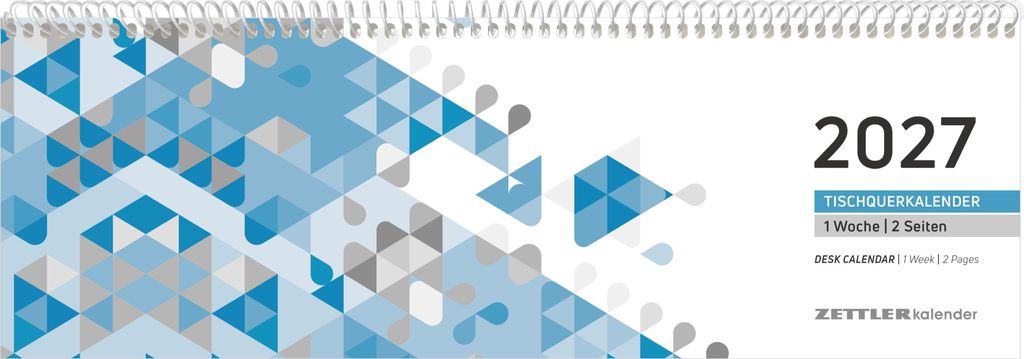 Tischquerkalender 1W/2S blau 2027 Produktbild 