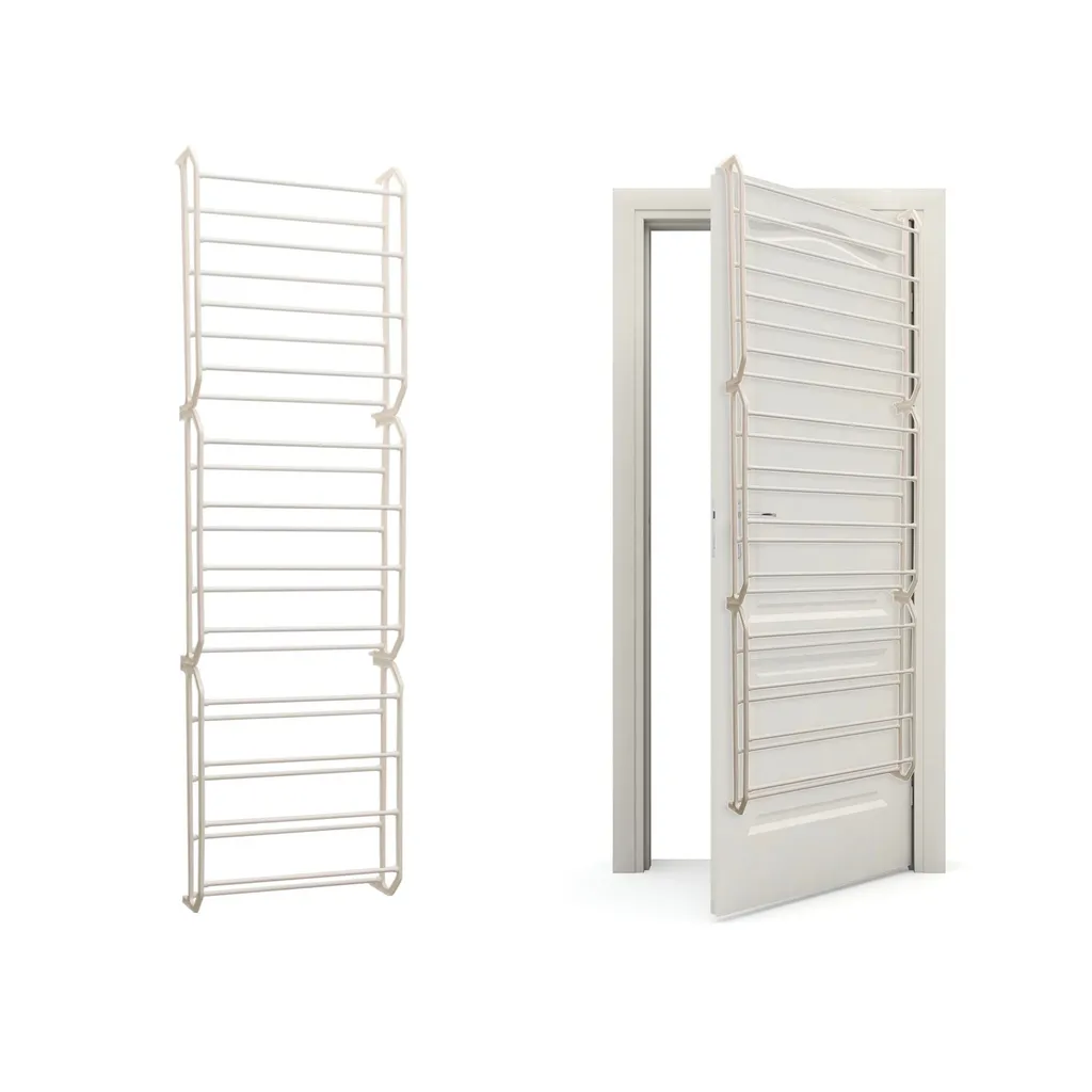Étagère à chaussures de porte blanche 36 paires - 52 x 180 x 17 cm