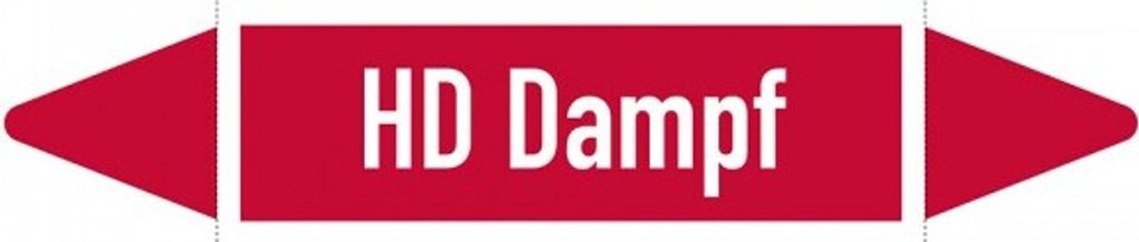 Aufkleber I Rohrleitungsetikett HD Dampf, DIN 2403, rot/weiß, für Ø 40-60mm, ...