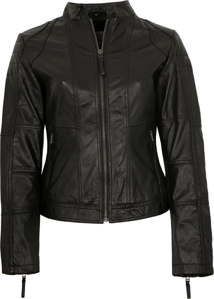 7eleven - Damen Lederjacke Lammnappa schwarz : 46