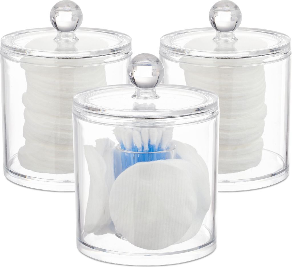 Set da 3 contenitori per Cotone fioc Relaxdays, Immagine del prodotto 