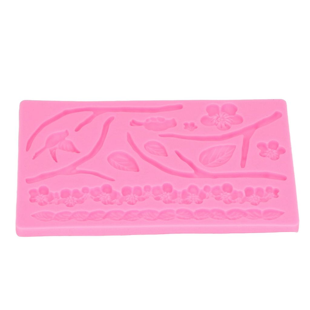 Zweig Blumen Silikonform,Blätter Silikonform,DIY Kuchen Silikonform,Blumen Harzform,Schokoladen Silikonform,Fondant Harzform