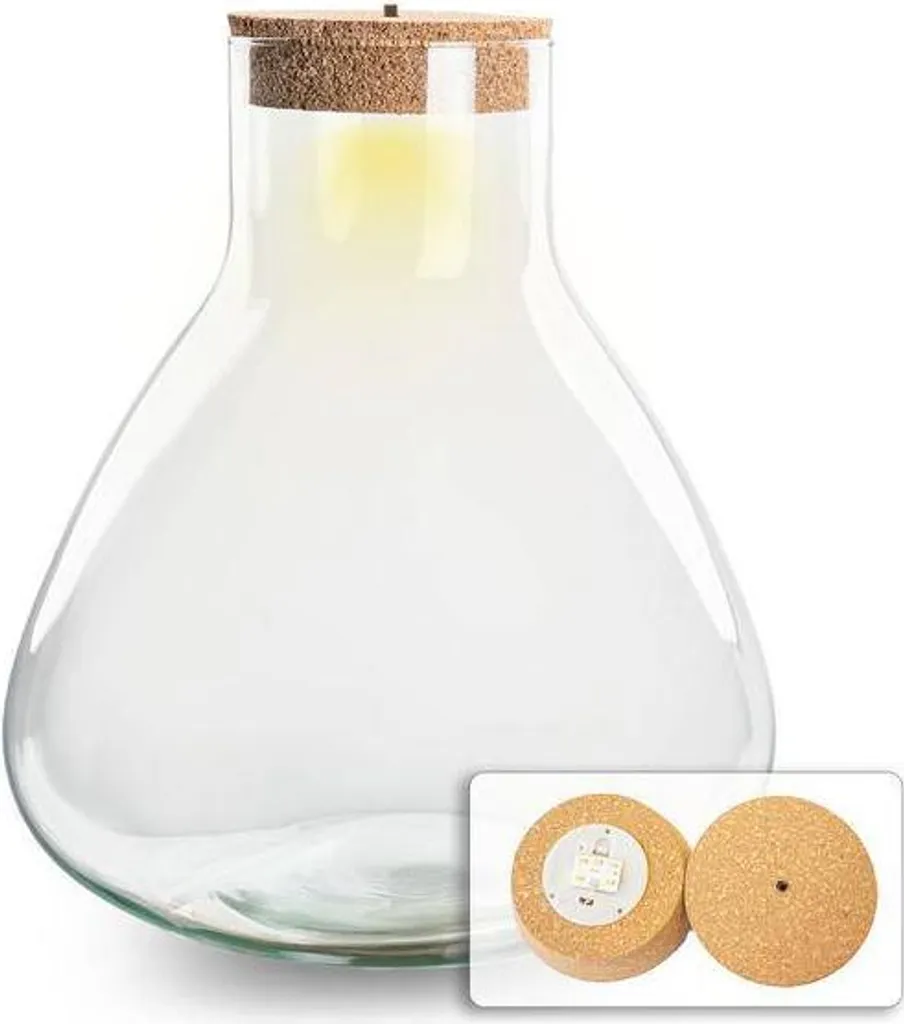 Déco végétale sans entretien : terrarium Erlenmeyer LED verre recyclé