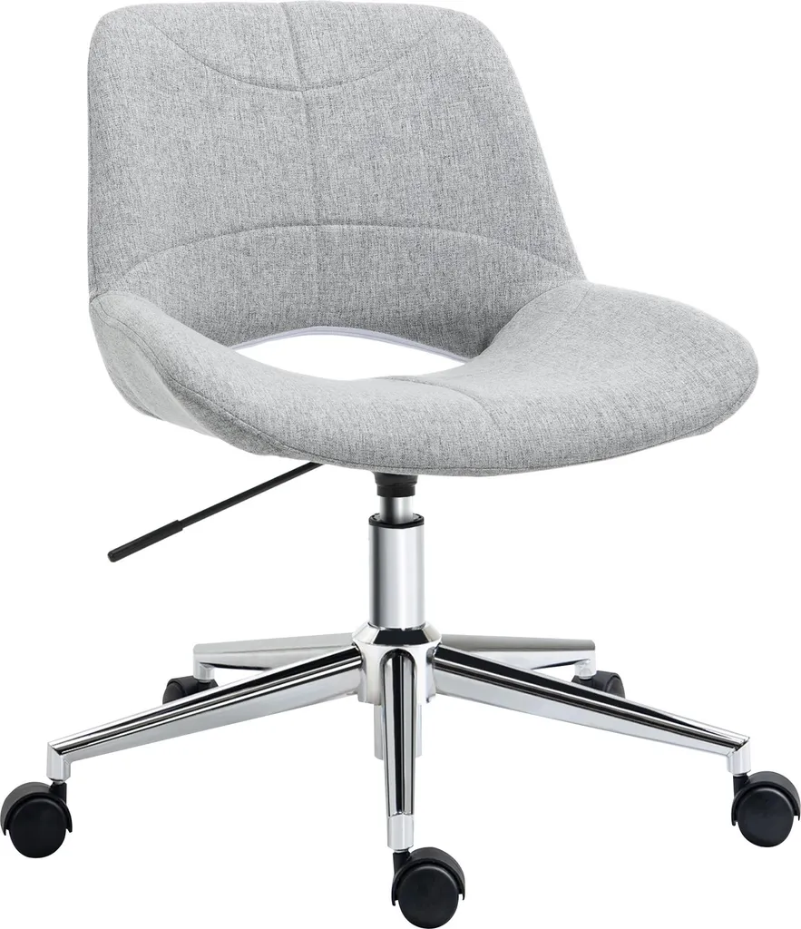 Chaise de bureau confortable sans accoudoirs, design moderne gris clair