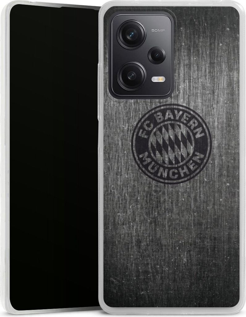 DeinDesign Slim Hülle für Xiaomi Redmi Note 12 Pro 5G Silikon Case Ultra Dünn Handyhülle FC Bayern München FCB Metallic Look