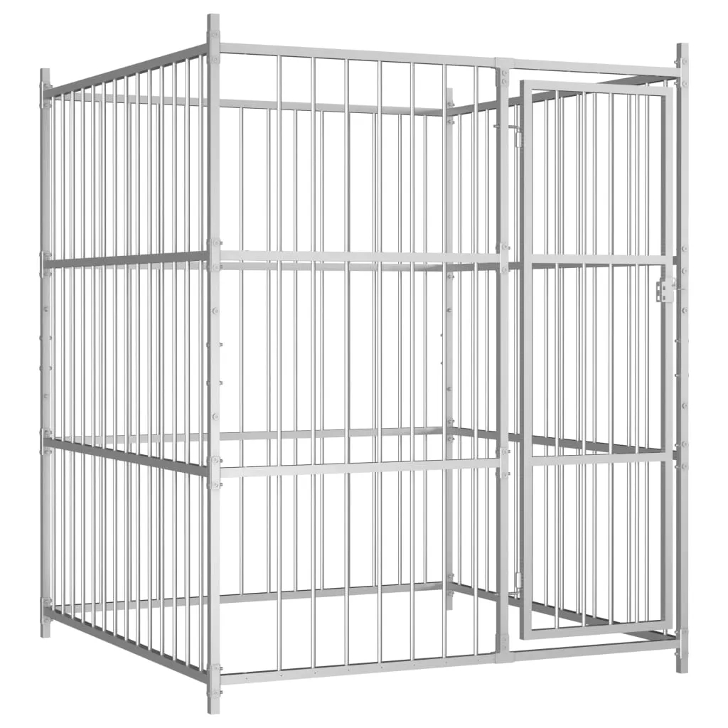 vidaXL Chenil d'extérieur 150x150x185 cm avec toit en acier galvanisé