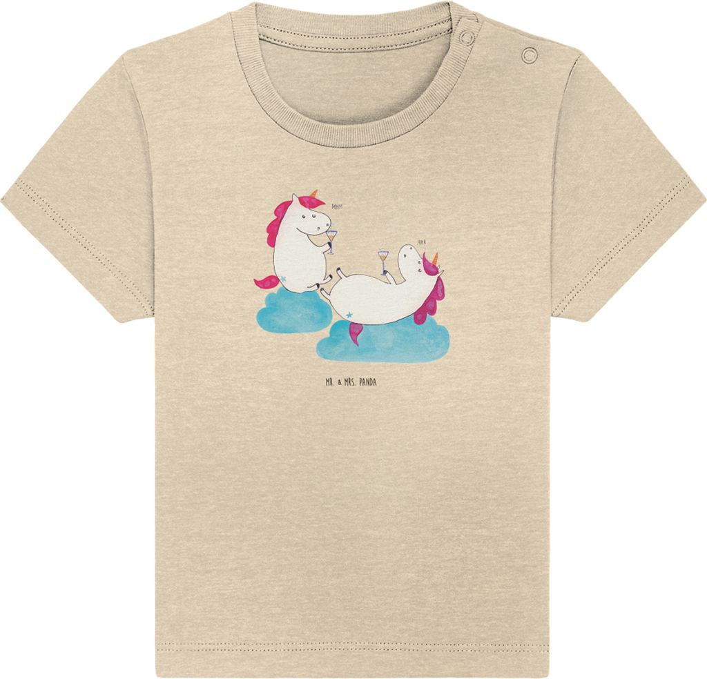 Mr. & Mrs. Panda Babyshirt Einhorn Sekt 0. - 6. Monat - Natural Raw - Geschenk, Unicorn, , Baby T-Shirt, Kleinkind Shirt, Party, Freundin, Freundin...