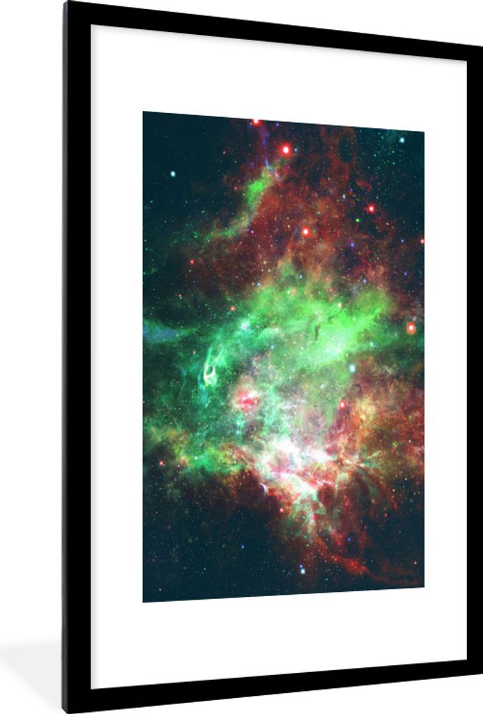 MuchoWow Gerahmtes Poster Leerzeichen - Grün - Rot 60x90 cm - Poster mit Schwarzem Bilderrahmen Wandposter Rahmen Foto Bilder - Dekoration - Wan...