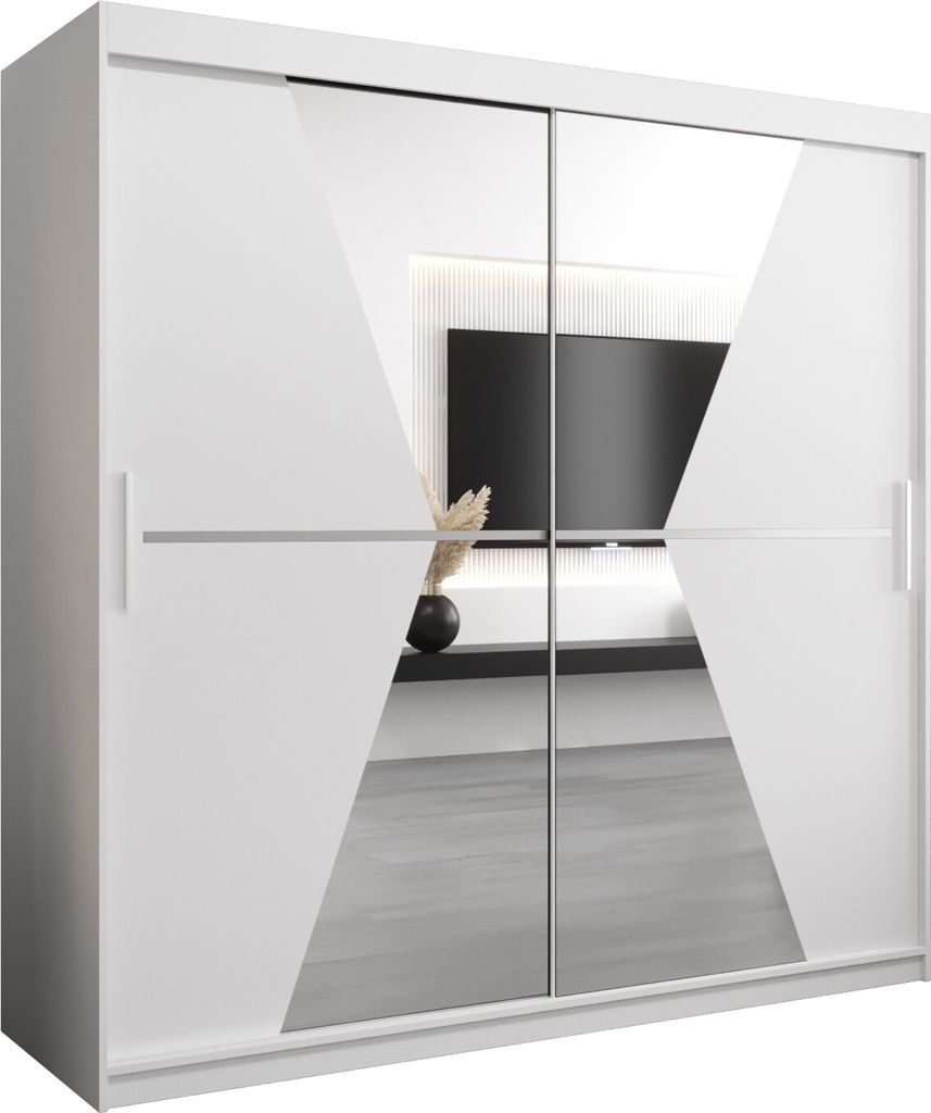 Kleiderschrank, Schiebetürenschrank Schlafzimmer, Schrank mit Spiegel MAROKO 200 cm