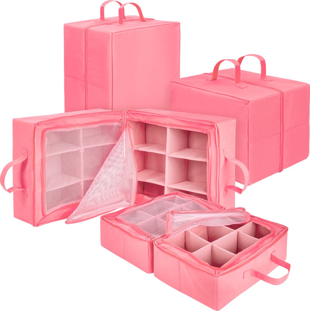ONVAYA Aufbewahrungsbox Set zweiteilig | rosa | 1x groß 1x klein | Organizer-Box für Kleidung, Schuhe, Kinderzimmer oder Badezimmer | Aufbewahr...