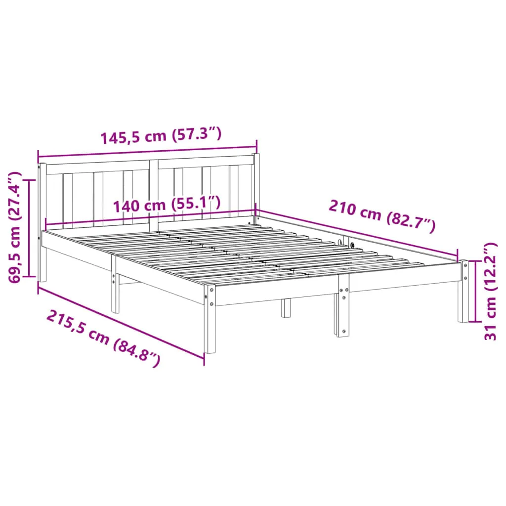 Offerta SYFAX Letto Extra Lungo 140x210 - Legno Massello Prezzo Shock - 9