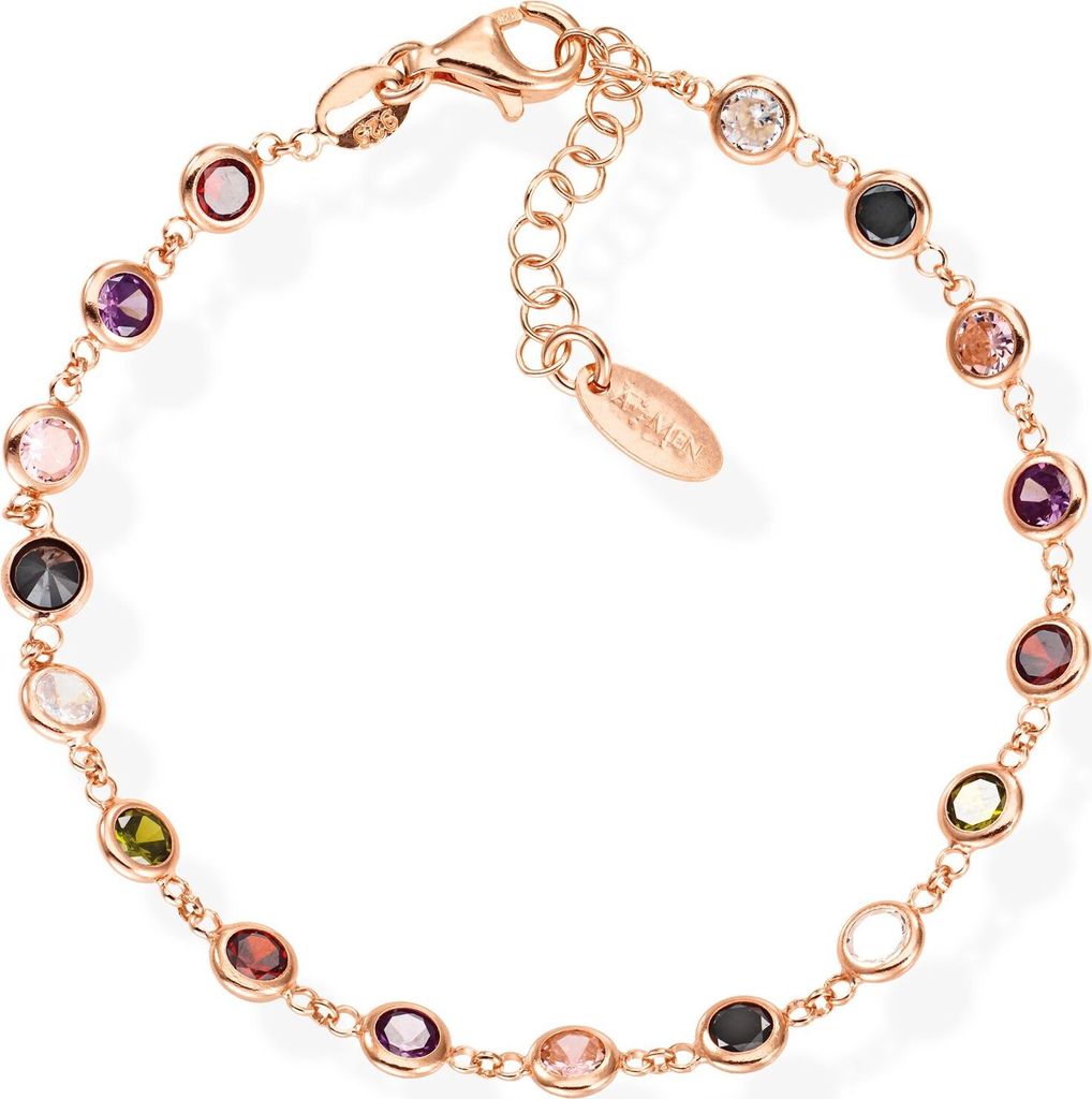 AMEN BRGORM3 Damen Armband Tennis Silber 925 Rose bunt 19 Produktbild 