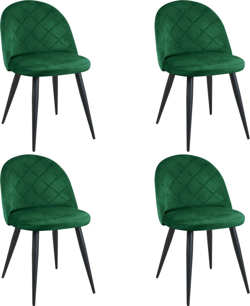 Esszimmerstühle mit Samt 4er Set AKORD SJ.077 Stuhl aus Velours in Flaschengrün