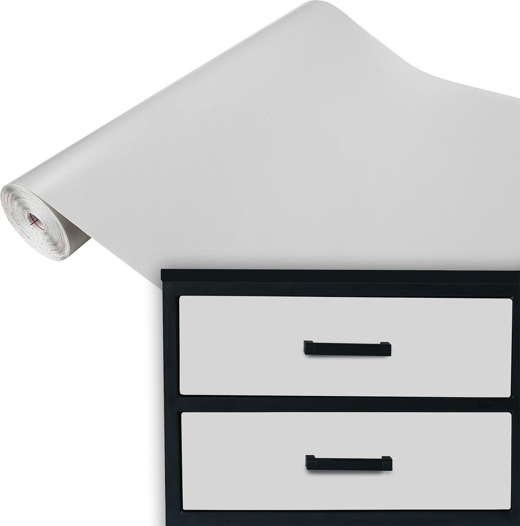 Klebefolie Möbel 45x100 cm - Hellgrau Matt - Möbelfolie selbstklebend einfarbig - Folie für Möbel zur schnellen Renovierung von Türen, Tischen...