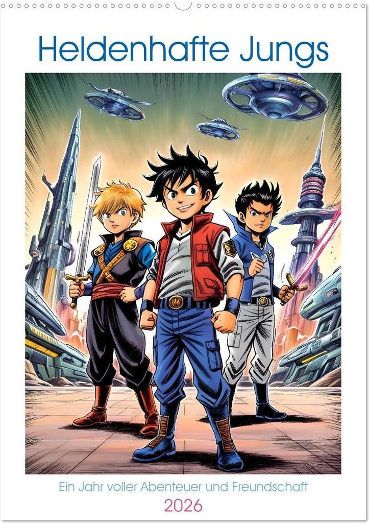 Heldenhafte Jungs - Ein Jahr voller Abenteuer und Freundschaft (Wandkalender 2026 DIN A2 hoch), CALVENDO Monatskalender