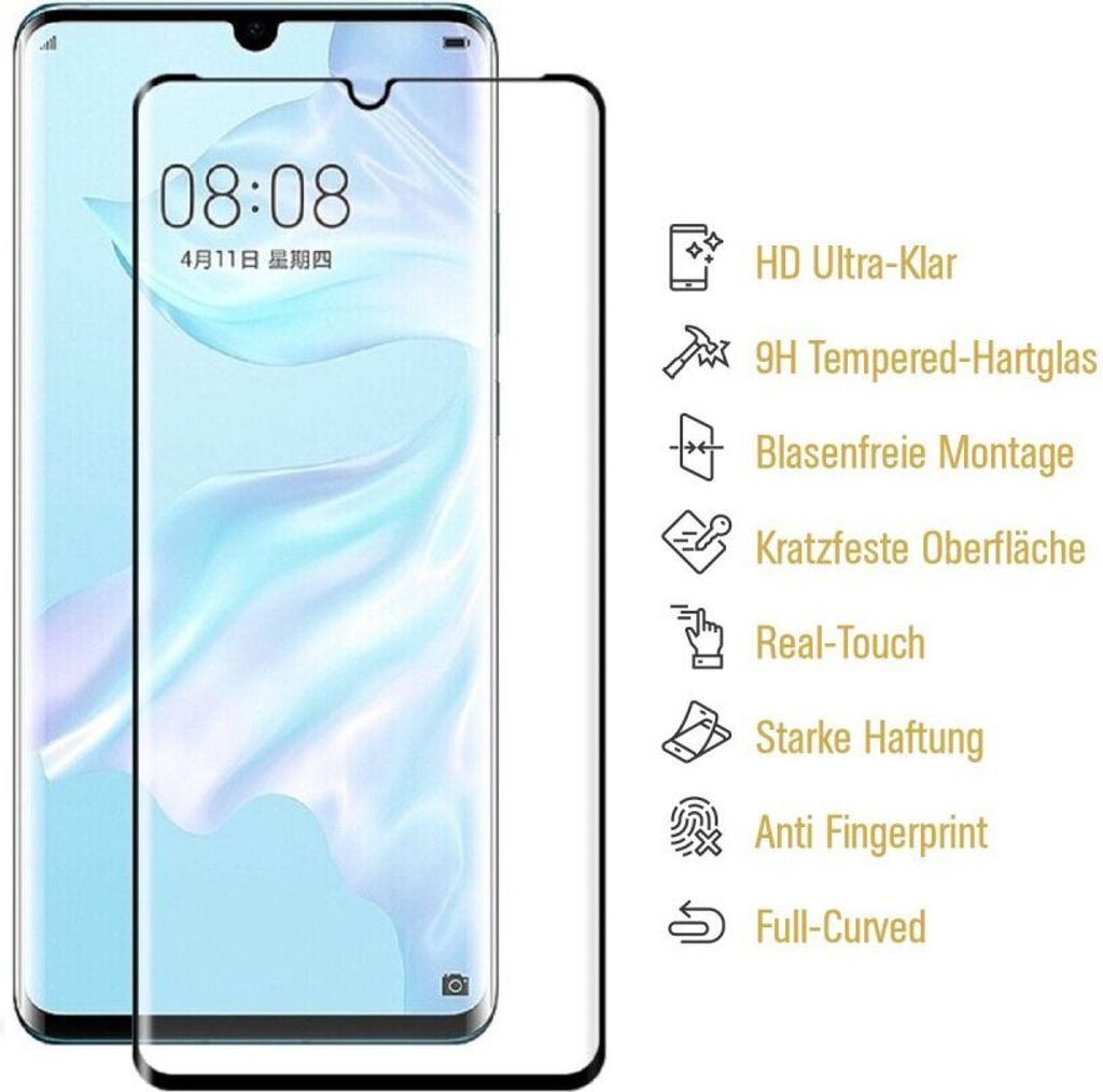 2x 9H Panzerglas für Huawei P30 Pro FULL CURVED Produktbild 3