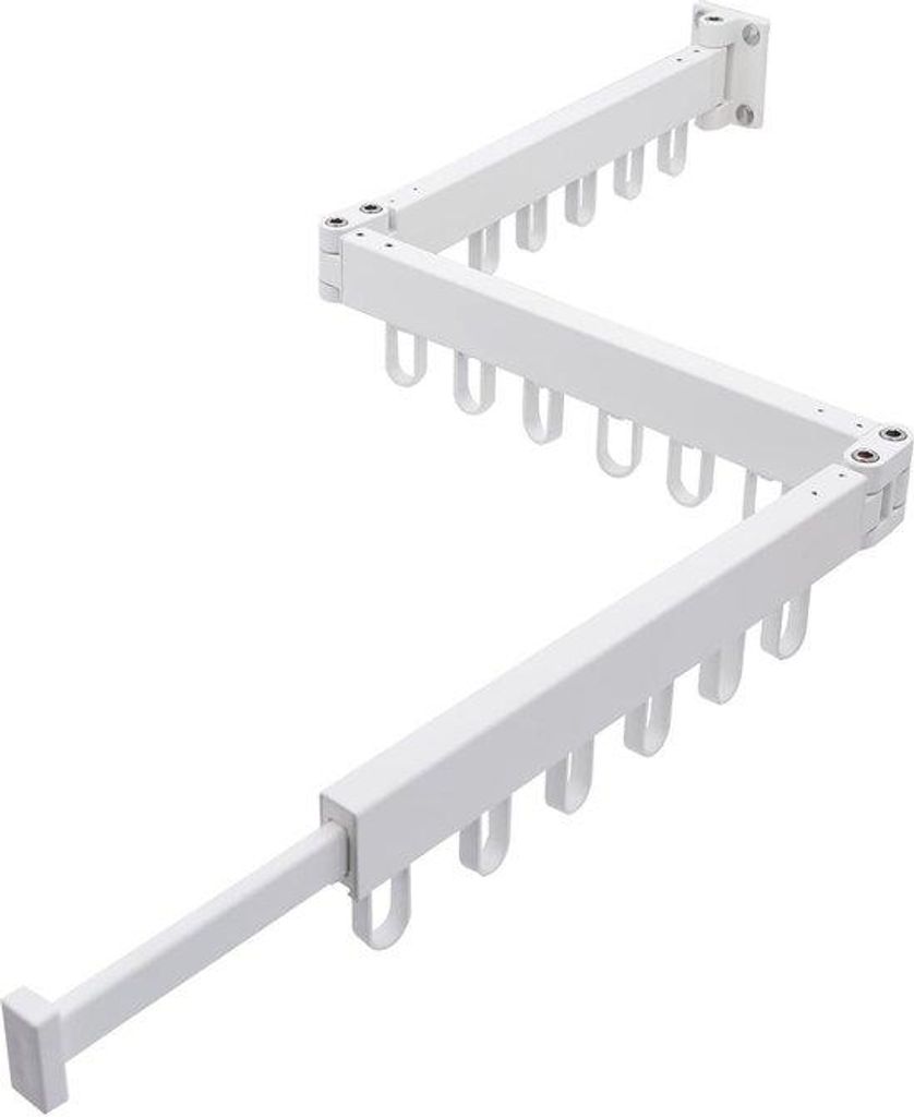 Aluminium Wandtrockner 128 cm, 18 Haken, 3-fach, Räumlich-Sparmodell, Wandbefestigung, Weiß