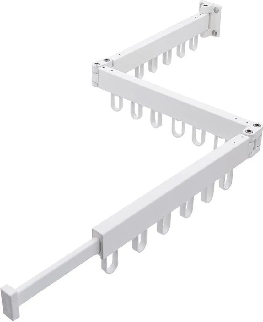 Porte-serviettes triple barre en aluminium blanc avec 18 crochets