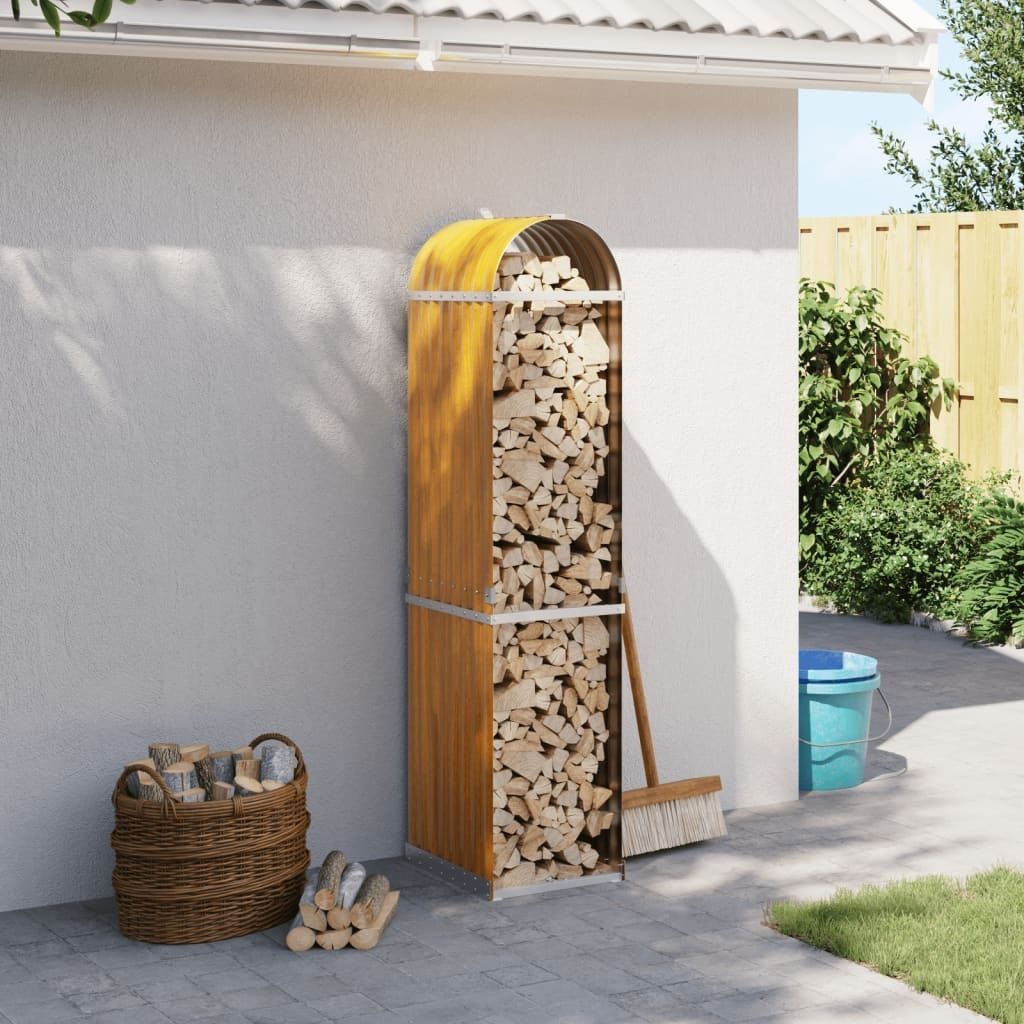 "im Angebot" Kaminholzunterstand Holzoptik 40x45x170 cm Verzinkter Stahl - Kaminholzregale CC16789
