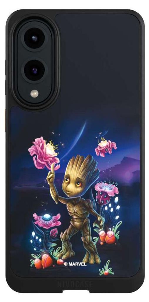 NIVOCASE Hülle für Samsung Galaxy S25 Edge Handyhülle NIVOcore Case Schwarz Marvel Guardians Of The Galaxy Baby Groot