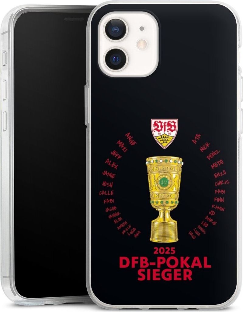 DeinDesign Handyhülle für Apple iPhone 12 Pro Silikon Hülle Case Smartphone Schutzhülle Offizielles Lizenzprodukt Pokal VfB Stuttgart