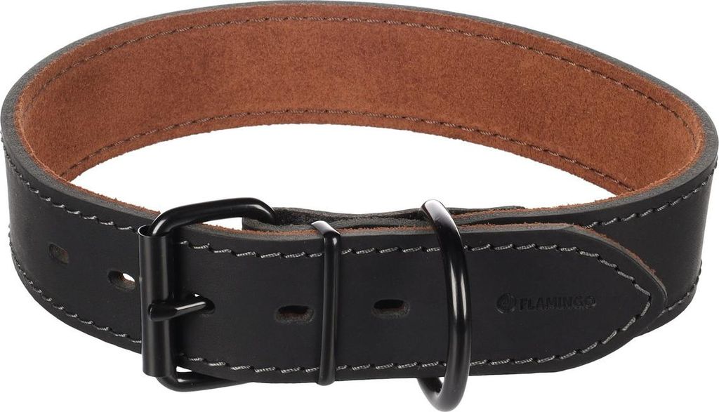 Flamingo Halsband Montana breit schwarz, Größe: XXL