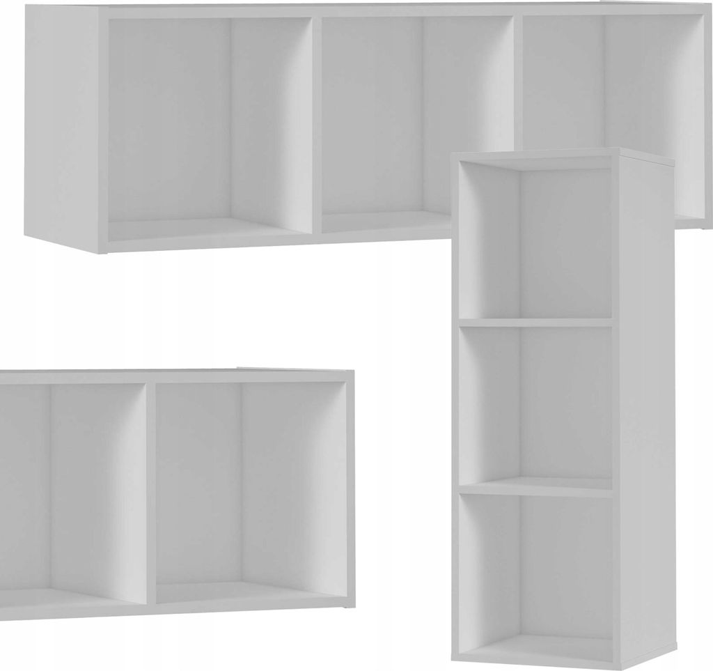 Family Meble Wohnzimmerschrank Cubo Bücherregal 3 Regalböden Wohnwand Modulare Konstruktion Holz-Regaleinheit 36,4x105,6x35 cm Weiß