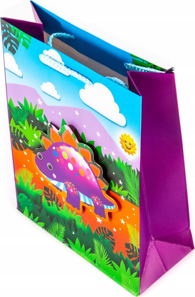 Geschenktüte Dinosaurier Motiv - Stabile Präsenttasche für Kindergeburtstag 18x24cm