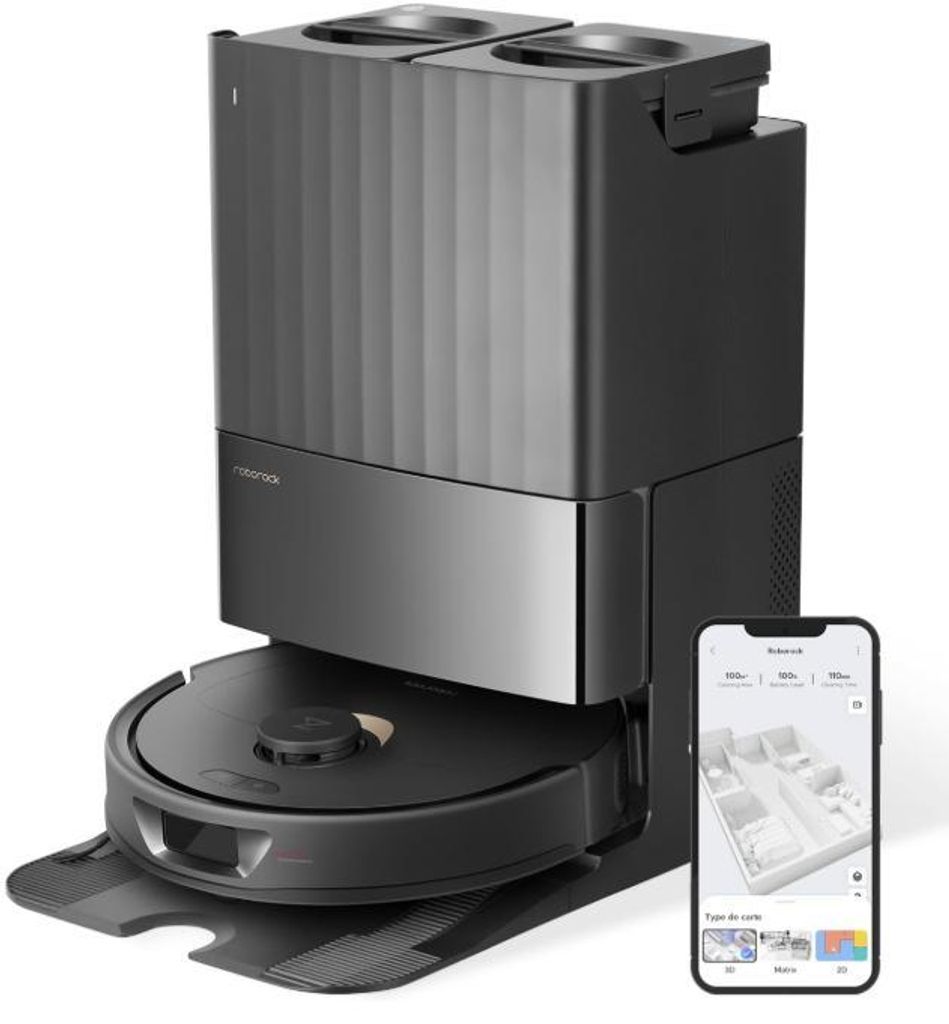 Roborock Qrevo Saugroboter mit Wischfunktion Absaugstation 5500 Pa Saugkraft, 3D-Kartierung, Doppeldrehmopps automatische Wasser-Befüllung, Entlee...