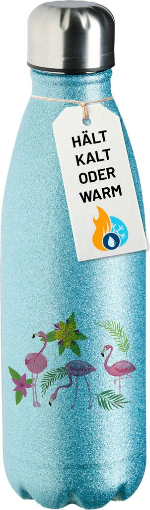 Huuraa Trinkflasche Flamingos Comic 500ml Blue Edelstahl Wasserflasche Trinkflasche Geschenkidee