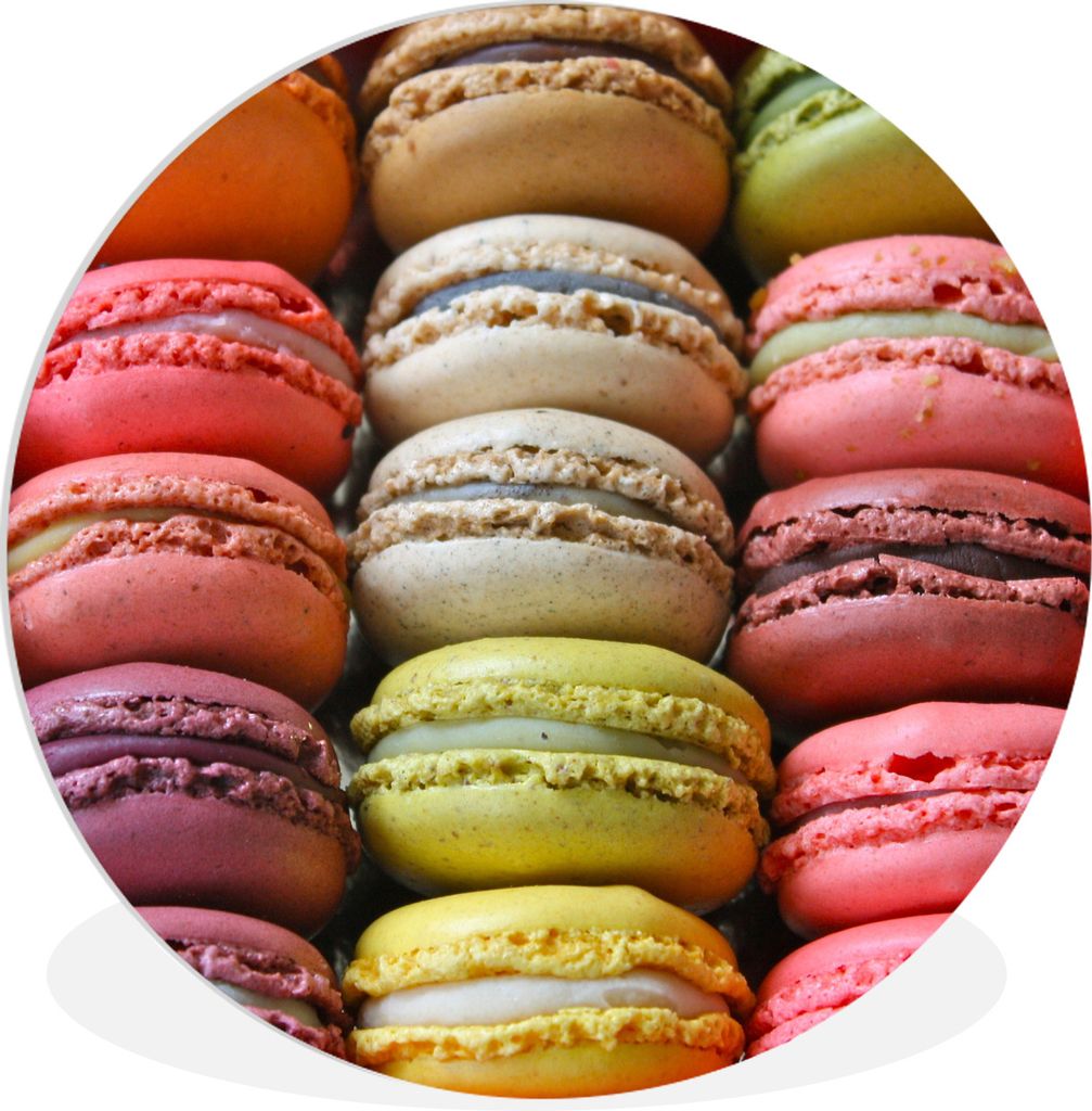 MuchoWow Rundes Wandbild - Runde Bilder Bunte Macarons Ø 90 cm Kreis Wanddekoration Kunststoff - Wandkreis - Wandschmuck - Wand-Kreis - Wohnzimm...