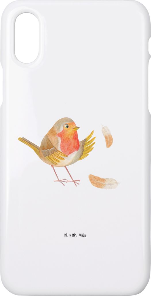 Mr. & Mrs. Panda Iphone 10 Handyhülle Rotkehlchen Federn - Weiß - Geschenk, fliegen, Spruch Motivation, Cover, Sprüche, Handy, Hülle, Lustige, ...