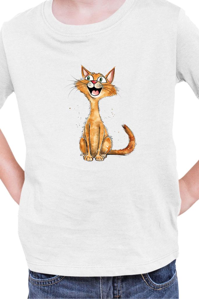 Kinder T-Shirt Funny Cats Breeds Abyssinian Cat 005, 5-6 Jahr - 116 / Weiß
