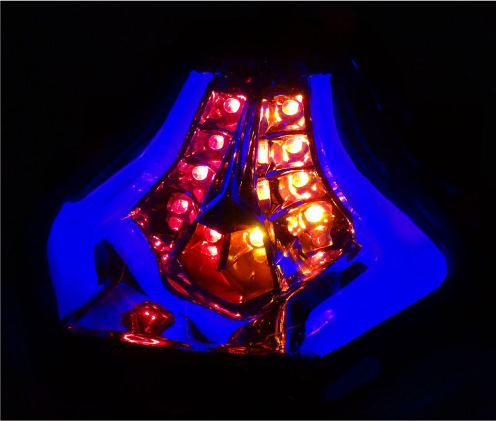Motorräder Hintere Heckleuchte Bremse Schaltsignale Integrierte LED für Yamaha R25 R3 MT03 MT07 blau