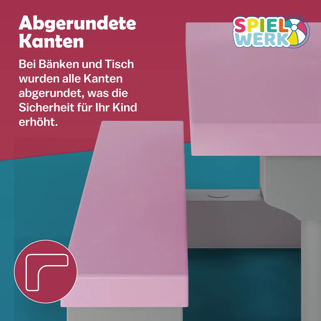 Spielwerk Set Tavolo e Panche Bambini Giardino con Ombrellone Protezione UV - 3