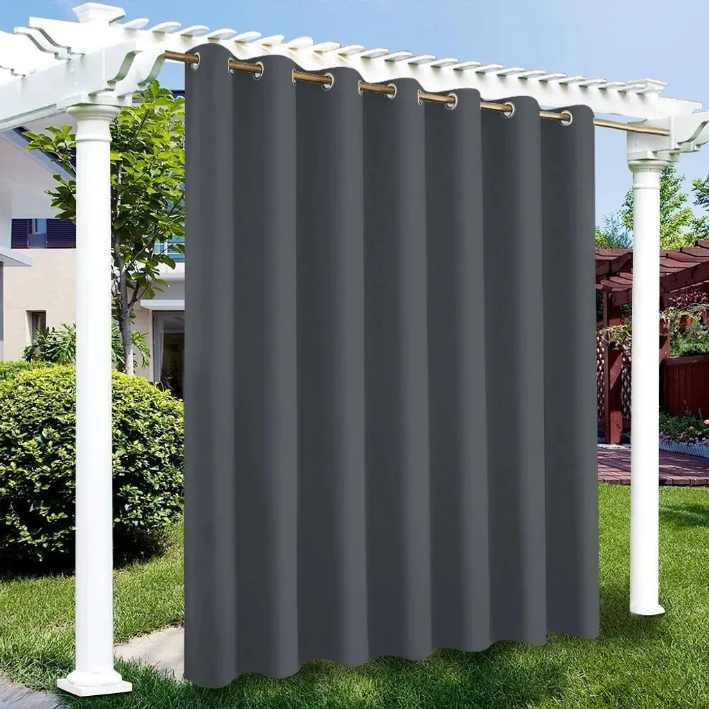 Paire de rideaux occultants pour pergola et terrasse gris foncé 132x275