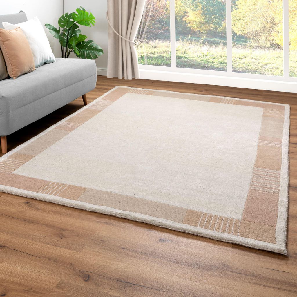 Steffensmeier Nepal Teppich Pokhara, eckig, Neuseelandwolle, Farbe: Creme-Beige