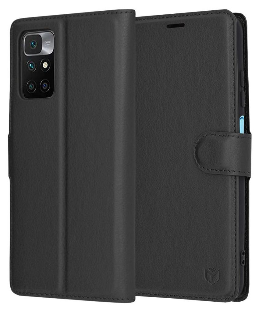 Techsuit Leder Folio Book Wallet Klapphülle für Xiaomi Redmi 10/10 2022 - Schwarz