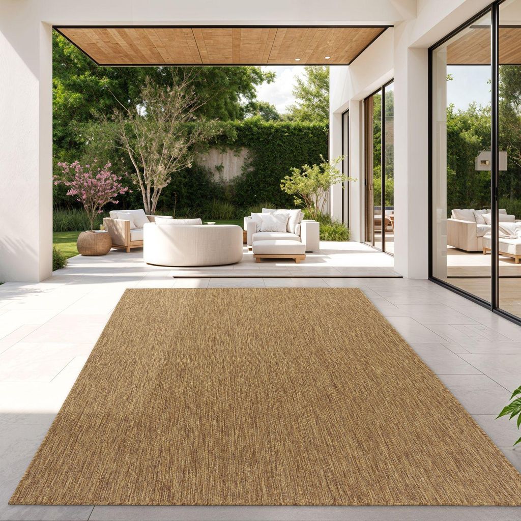 TT Home Teppich Für Outdoor Küchenteppich Balkon Terrasse Unifarbenes Design Modern Größe 240x340 cm