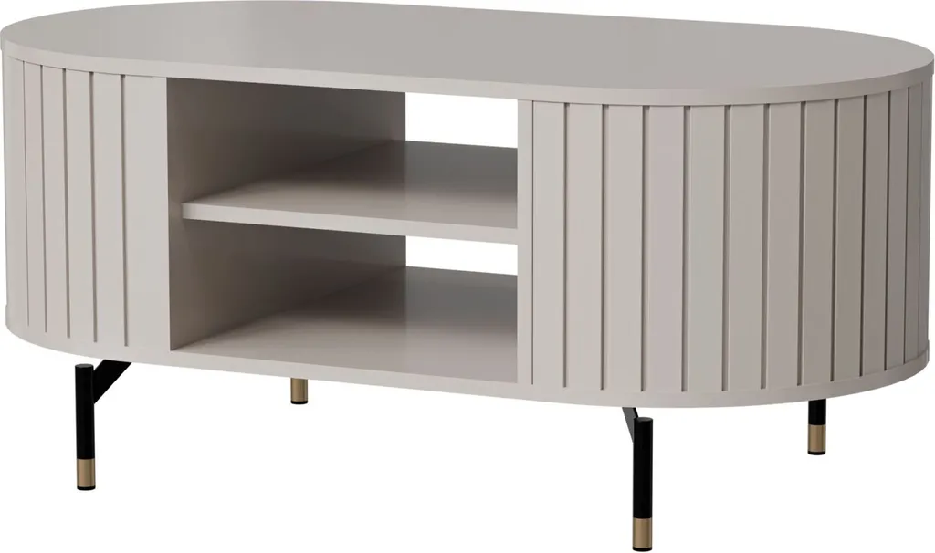 Table basse ovale grise Zante 104 cm pour sécuriser un salon enfant