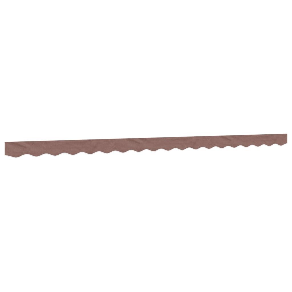 A brown awning valance with a scalloped edge, presented against a white background.