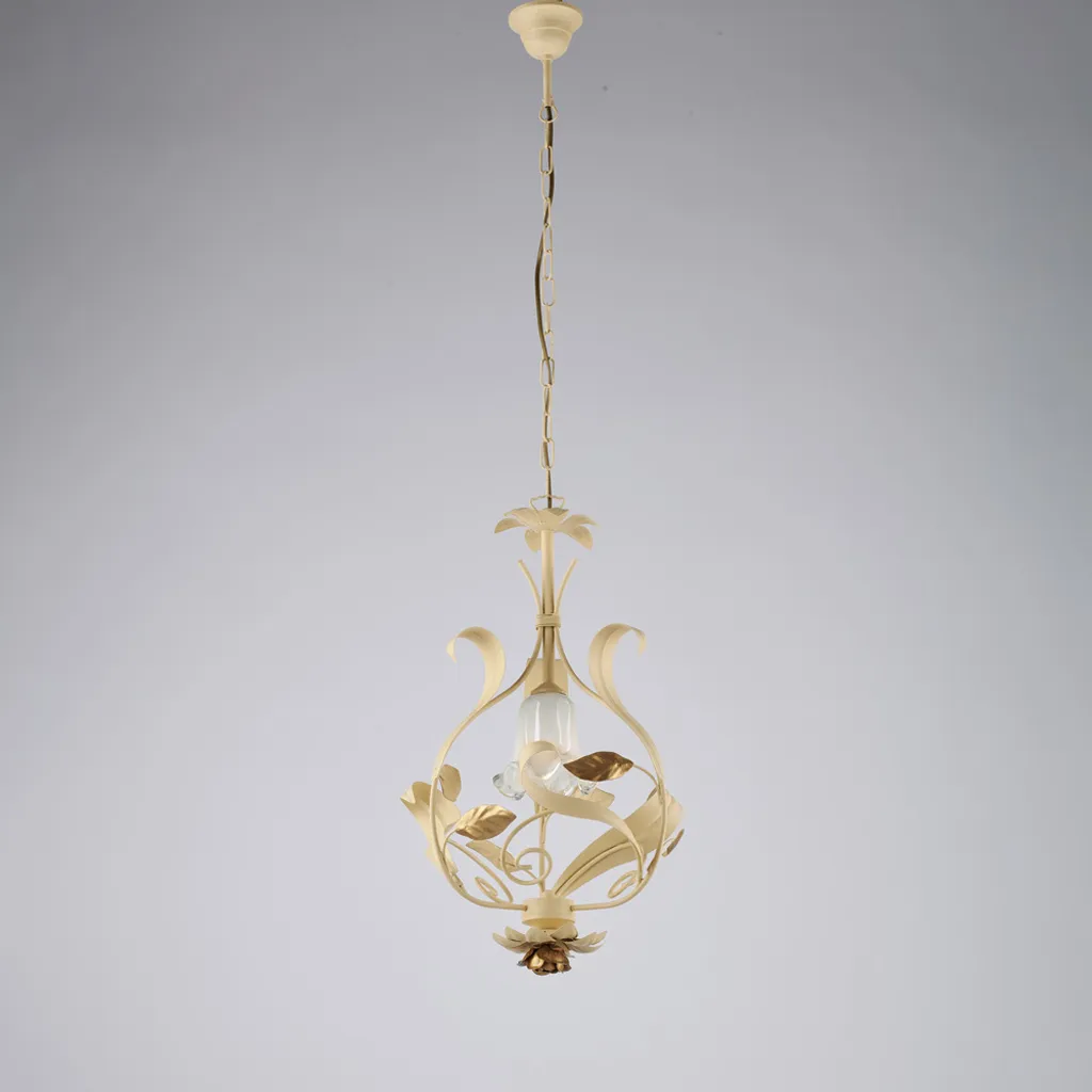 Lustre Cesto en fer laqué ivoire décapé 1 lumière d.33 BL274-1-AV